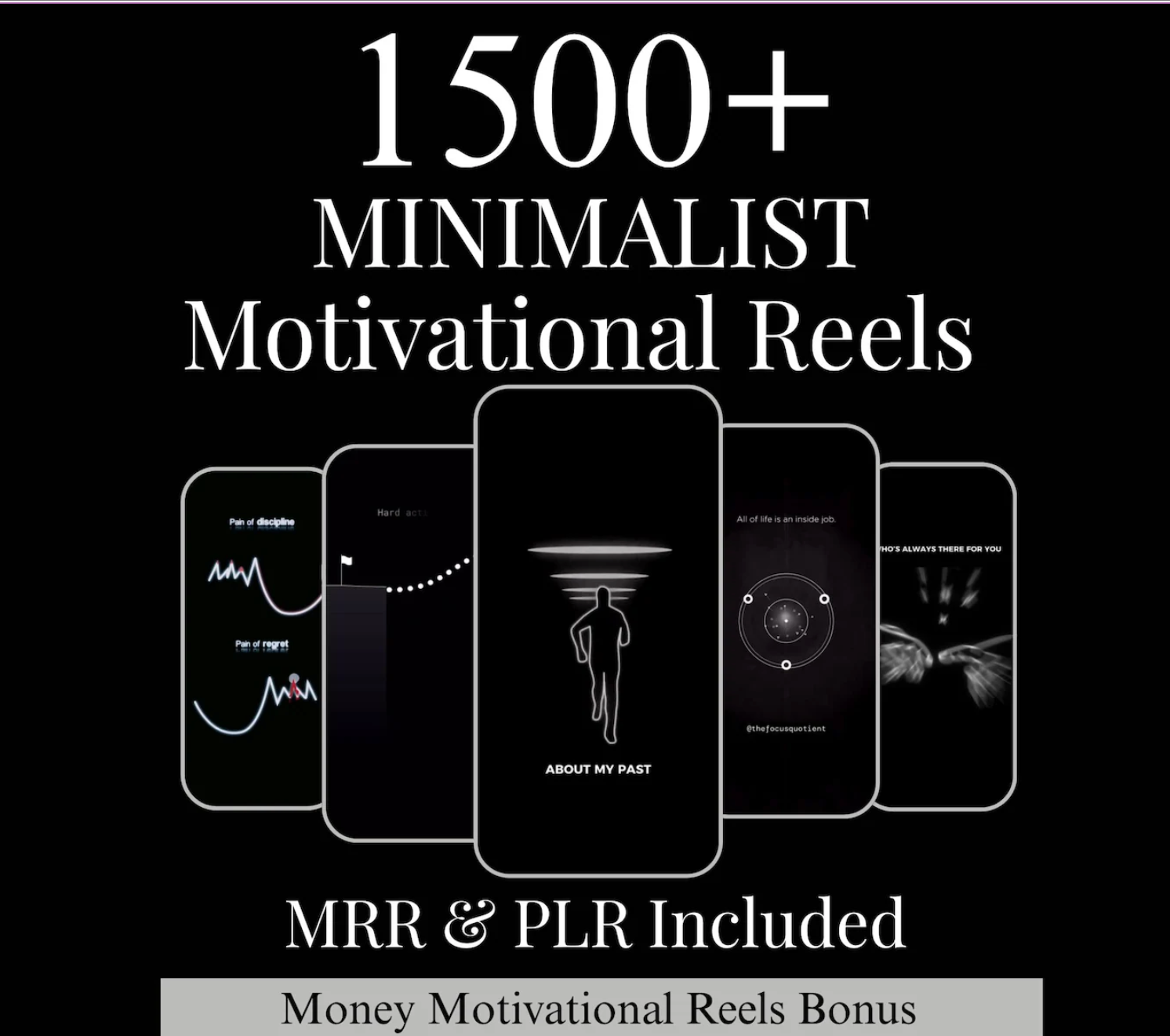 1500+ Minimalist Motivation Reels Bundle | Animation Video Content | MRR/PLR | Digital Download for Reels, TikTok, Shorts