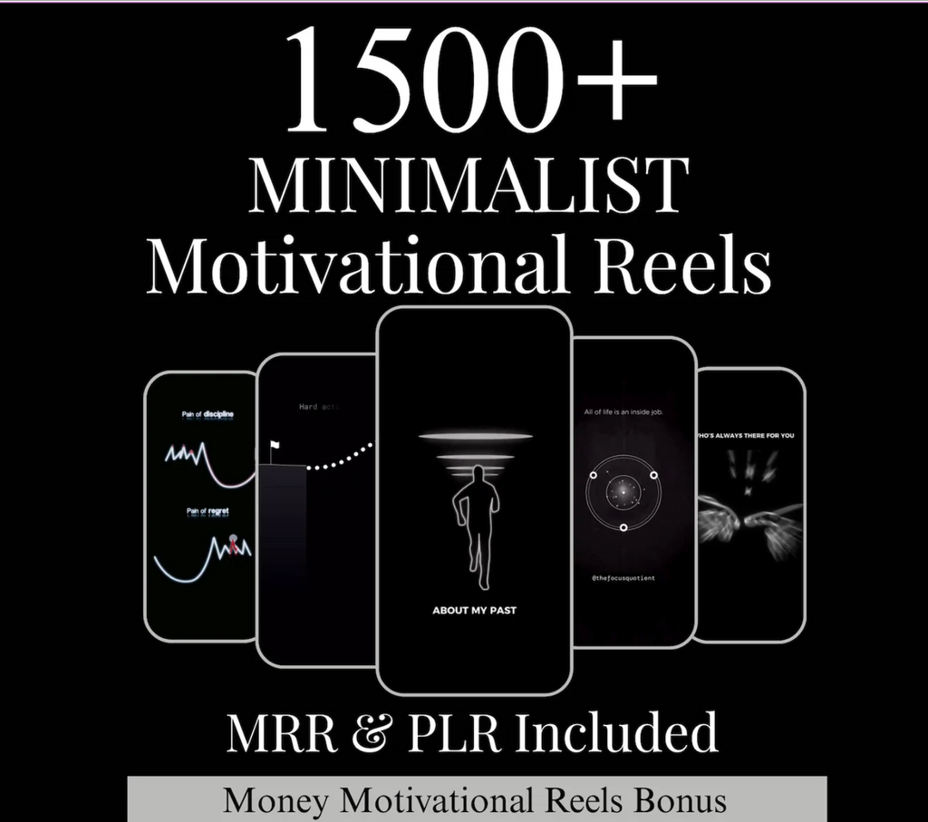 1500+ Minimalist Motivation Reels Bundle | Animation Video Content | MRR/PLR | Digital Download for Reels, TikTok, Shorts
